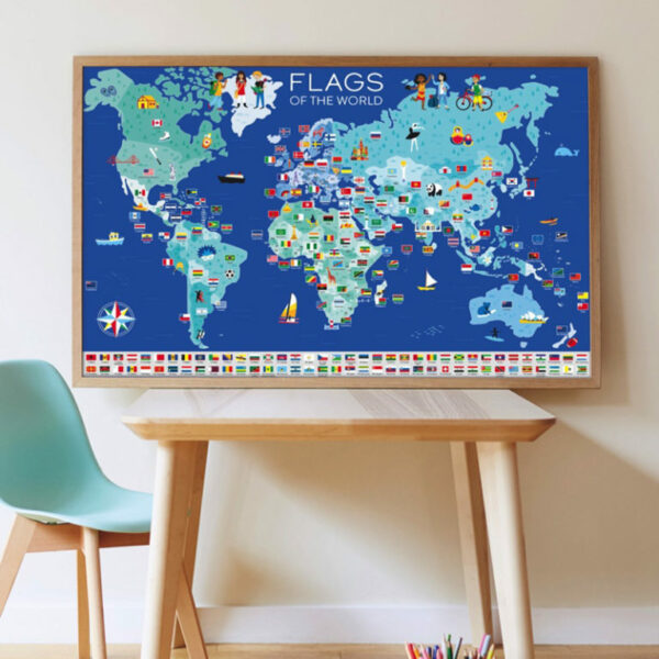 Affiche décorative carte du monde jeu éducatif géographie